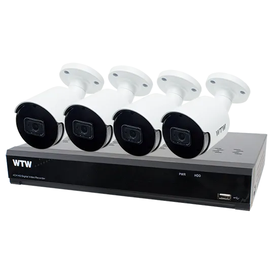 AHDカメラ モニターセット HD解像度　WTW 防犯カメラ AHDシリーズ 4K800万画素の超高解像度に対応した4ch録画機と1~4