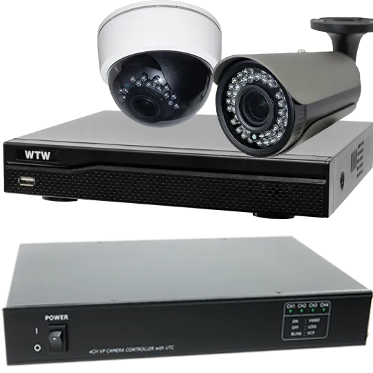 AHDシリーズ 日本製DVR 業務用プロユース ワンケーブルセット 4K800万画素対応の4ch 日本製録画機とワンケーブルユニット＋カメラセット！  WTW-DA8004E