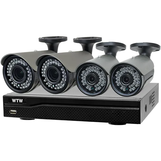 AHDシリーズ 日本製録画機＋業務用プロユースモデルセット 最大4K800万画素対応の4ch日本製録画機とカメラセット！ 高性能録画機と様々な監視目的にあった業務向けカメラバリエーション WTW-DA8004E