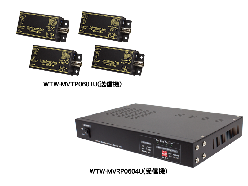 【予約受付】AHDシリーズ用　4CH型 ワンケーブルユニットセット(電源重畳装置)  WTW-MVCP0604U