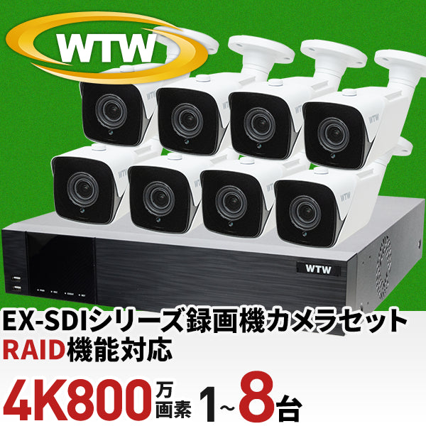 EX-SDI RAIDシステム対応モデル 4K800万画素の超高解像度に対応した16ch録画機と4Kカメラ1~8台で選べるセット WTW-DEAP7016ER