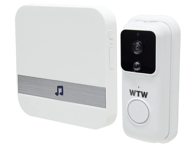 265万画素インターホン ワイヤレス 工事不要 ドアホン スマホ 録画 屋外 玄関カメラ 防犯カメラ　WTW-IPW2225TW + WTW-CHM2225TW
